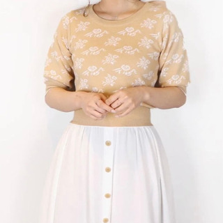 新品未使用　Dazzlin　フラワーJQバックリボンニット　ベージュ