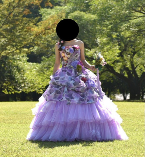 パープル　紫　ラプンツェル風　カラードレス　花　ウェディング　1回着用