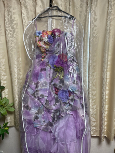 パープル　紫　ラプンツェル風　カラードレス　花　ウェディング　1回着用