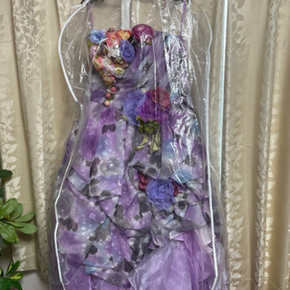 パープル　紫　ラプンツェル風　カラードレス　花　ウェディング　1回着用の画像