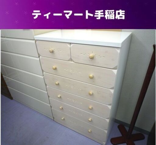 値下げしました！木製6段チェスト 幅80cm カントリー家具 ベージュ 天