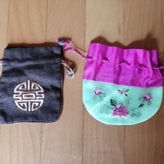 韓国刺繍 お土産 巾着袋 2つセット