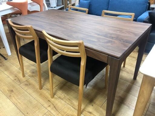 NOVO　ダイニング5点セット　ウォールナット　チェア：筑波商産【トレファク南柏店】