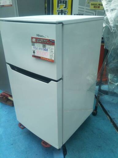 ☆中古 激安！！ Hisense　2ドア冷凍冷蔵庫　93L　HR-B95A形　2018年製　KA002￥8500！！
