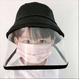 新品未使用　Rutta　ウイルス対策クリアガード付き帽子　ブラック　子供サイズの画像