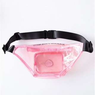 新品未使用　WEGO　 KAKAOFRIENDSコラボクリアウエストバッグ　Lピンクの画像