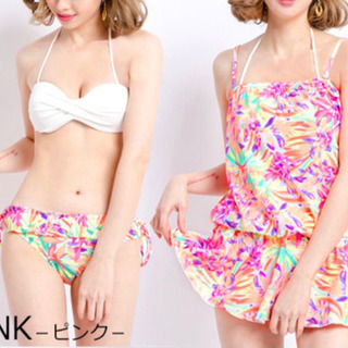 新品未使用　Kirara　ワンピース付き花柄3点セットビキニ　ピンク