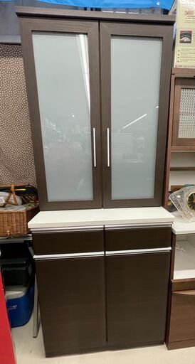 GM269　食器棚　ニトリ　コパンシリーズ　ブラウン　幅80㎝　奥50.5㎝　高さ200㎝　大収納　茶色　食器収納　家具　キッチン収納　キッチン　リサイクルショップ　ケイラック朝霞田島店　ケイラック　志木　和光　新座　板橋　練馬　富士見　所沢　川越　さいたま市　大宮　浦和　戸田　蕨　草加　清瀬　東久留米　三芳　入間