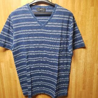 新品 インディゴボーダークルーネック半袖Tシャツの画像