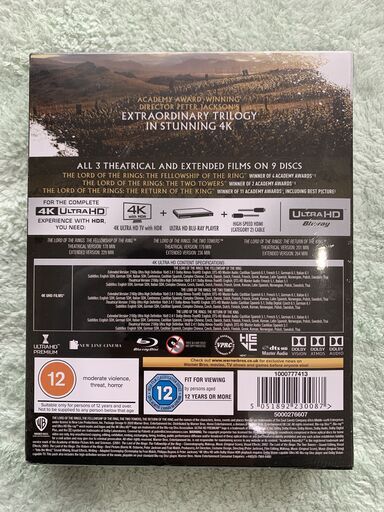  新品未開封 送料無料 【4K ULTRA HD】 ロード・オブ・ザ・リング トリロジー BOX 全3作品収録 英国版　(日本語字幕・