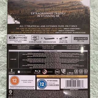 未開封新品 送料無料 【4K ULTRA HD】 ロード・オブ・ザ・リング トリロジー BOX 全3作品収録 英国版　(日本語字幕・音声有)の画像
