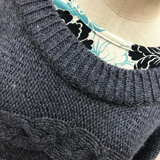未使用タグ付★ほにや ドルマンニット 紺 グレーの画像