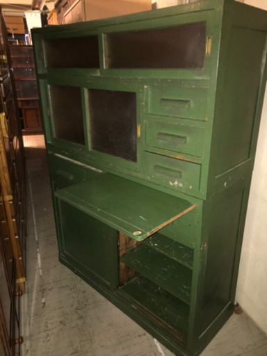 JF01479 アンティーク 収納 棚 グリーン インテリア