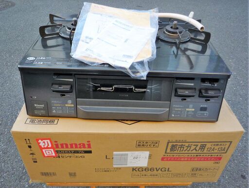 ☆Rinnai リンナイ KG66VGL RT66WH Siセンサー全口搭載都市ガスコンロ◆2019年製・簡単設置！充実の安全機能