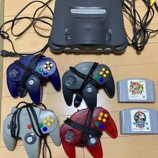 [値下げ]ニンテンドー64本体 コントローラ4つとソフト2つセット