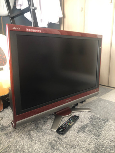 シャープ　SHARP AQUOS 32型　赤　DVD一体型故障　テレビは○