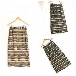 美品【 vintage 】 レトロスカート 総柄スカート ロングスカート アートの画像