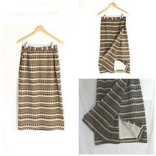 美品【 vintage 】 レトロスカート 総柄スカート ロングスカート アートの画像