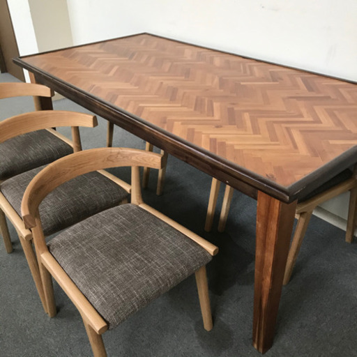 【1/26販売済KI】ダイニングテーブル 椅子6脚セット あづまや家具 机 椅子 北TK5 ※