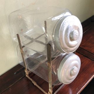 2連ガラス瓶/駄菓子屋/ガラス瓶/鉄枠/店舗什器/昭和レトロ