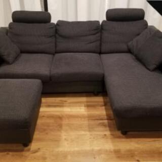 [取引中]ソファ3人掛けオットマン付ヘッドレスト付