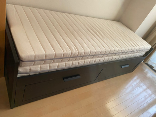 IKEAシングルベッドBRIMNESブリムネス (フレーム+マットレス×2)