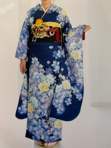 今月中に購入の方65000円☆京都きもの友禅　正絹ラメ振袖　成人式振袖フルセット☆