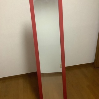 赤色がかわいいミラー☆ 立てかけ　吊り下げOK！