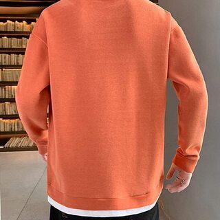 ☆春服メンズ Tシャツ カットソー ニット レイヤード風 ☆色：オレンジ☆の画像