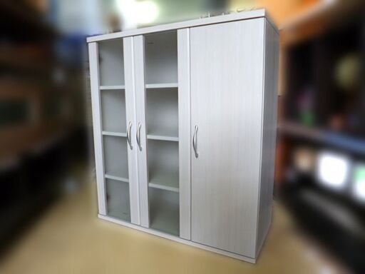 【自社配送は札幌市内限定】レンジ台 キッチン収納 アイボリー系 幅80×奥行34×高さ89cm ノーブランド 食器棚 レンジボード 中古品【USED】