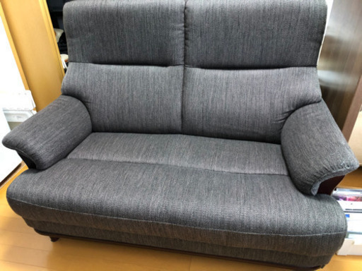 ソファ　ハイバック　2人掛け　ブラウン