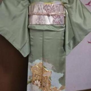 👘逸品 正絹 色留袖 ♪ 金駒刺繍 三つ紋 比翼無し 訪問着 留...