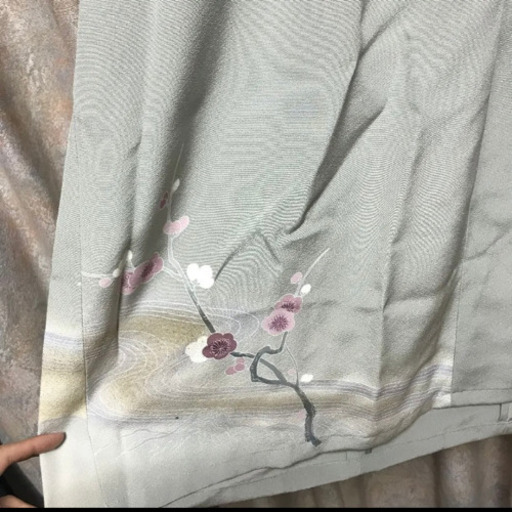 着物リメイク　グレーのワンピース　鶴