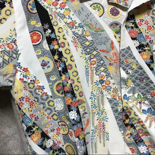着物リメイク　アロハシャツ  男性用　カラフル