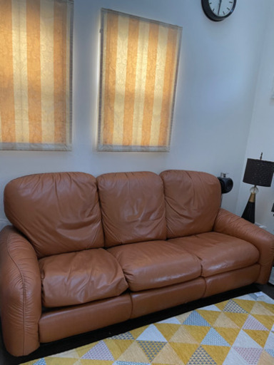 本革　イタリア　ブズネリ　ピューモット　ソファ　3人掛け