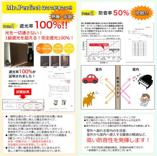 美品＊　北欧マリメッコ風　遮光カーテン　レースカーテン付き　両開き