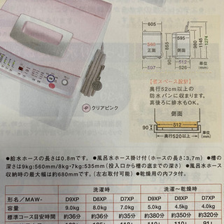 無料！　乾燥機能つき！　洗濯機 7キロ洗いの画像