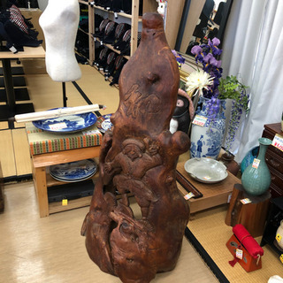 【値下げしました】和風な衝立☆彡木の置物☆彫刻☆大黒天☆玄関に飾ってはいかがでしょうか？の画像