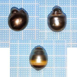 宝石　大きなバロック黒蝶真珠　3個セット【値下げ】の画像
