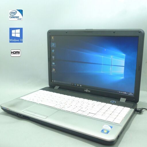 送料無料 ノートPC 中古動作良品 15.6型 富士通 A512/F Celeron 4GB 320G DVDマルチ Windows10 テンキー Office