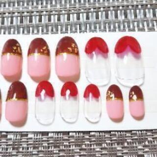 ジェルネイルチップ20枚セット／ハートの画像