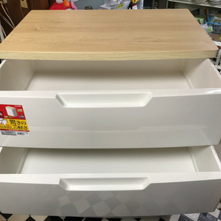 【リサイクルショップ八光　田上店】ウッドトップチェスト 5段 HG-805 ホワイト/ペアーの画像