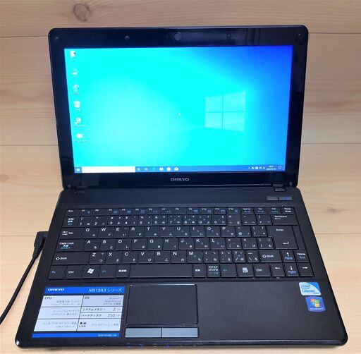 送料無料 1台限定 ノートパソコン 中古良品 13.3型 ONKYO M513A3 Celeron 4GB 無線LAN DVDRW Windows10 Office 初心者向け
