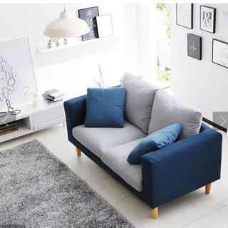 ソファ　(ブルー x グレー) :状態良しの画像