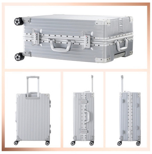 スーツケース キャリーケース TSAロック 半鏡面 アルミフレーム レトロ 旅行