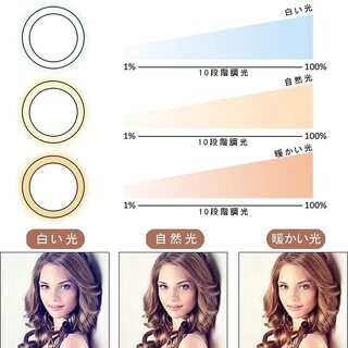 【新品・未使用】 ミラー付きLED自撮り用リングライト（白）の画像