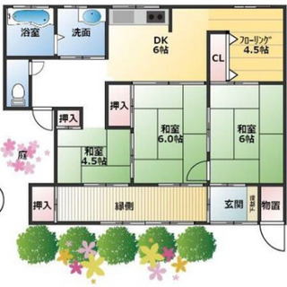 岩倉駅徒歩15分　戸建て賃貸　平屋建て　4DK   7.5万の画像