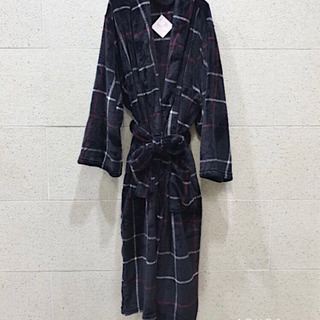 【新品】ふわふわチェックガウン　ブラック