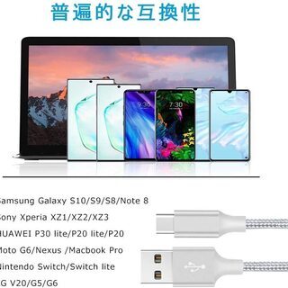【新品・未使用】USB〜USB-Cケーブル3本セット（1m,1m,2m）の画像