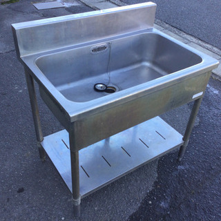 中古　1槽シンク　ステンレス製　流し台　幅90　　奥行60　　高...